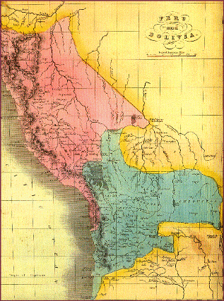 Mapa de  Bolivia y Perú. Illmann & Pillbrow, 1833